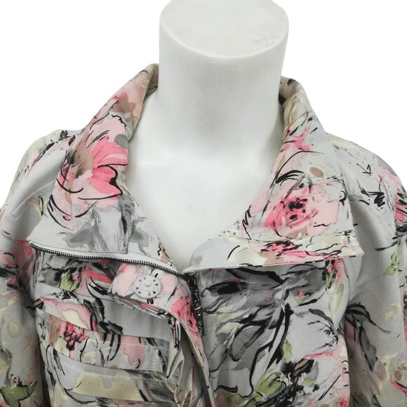 SoCa St John Long Sleeve Roll Cuff Floral Jacket Size P  Zip Pockets Anorak - Picture 4 of 14